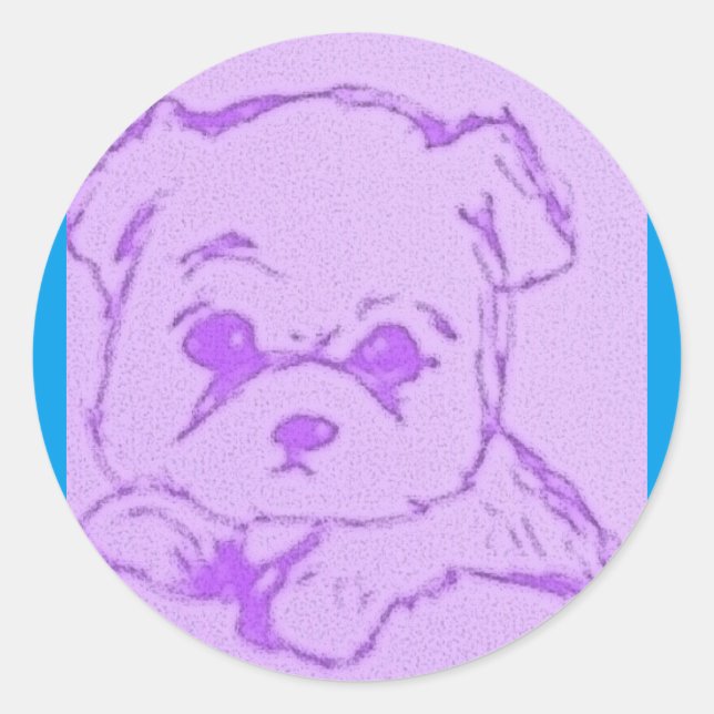 Cute Puppy Classic Round Sticker (Front)