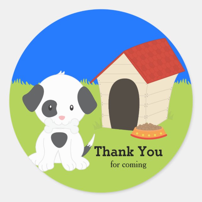 Cute puppy classic round sticker (Front)