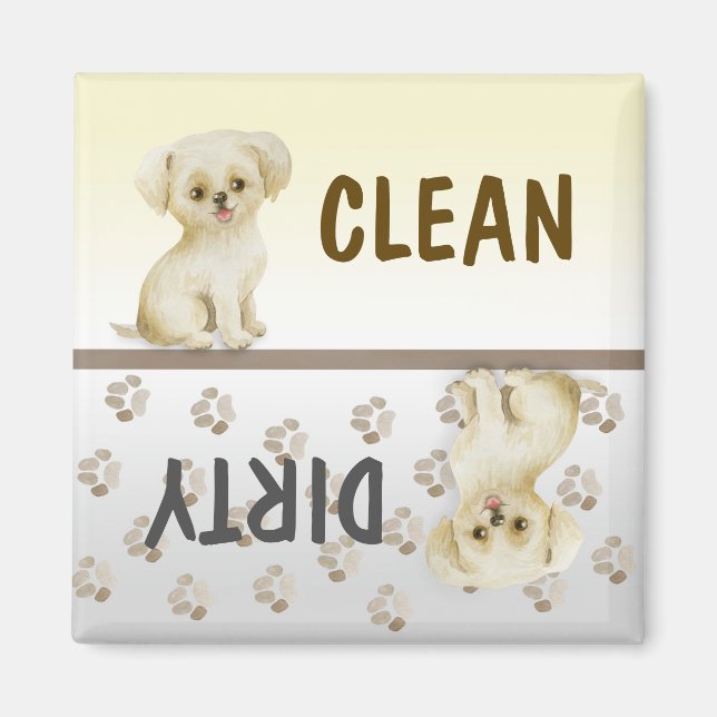 Cute Puppy Clean Dirty Dishwasher Magnet (Front)