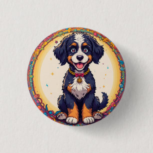 Cute Puppy colourful cartoon style design 3 Cm Round Badge