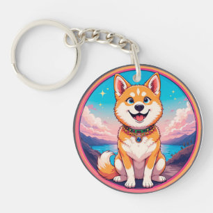 Cute Puppy colourful cartoon style design Key Ring