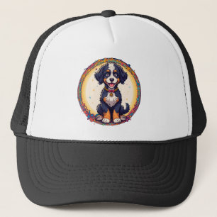 Cute Puppy colourful cartoon style design Trucker Hat