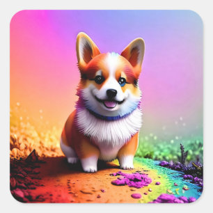 Cute Puppy Corgi Dog-36475 Square Sticker