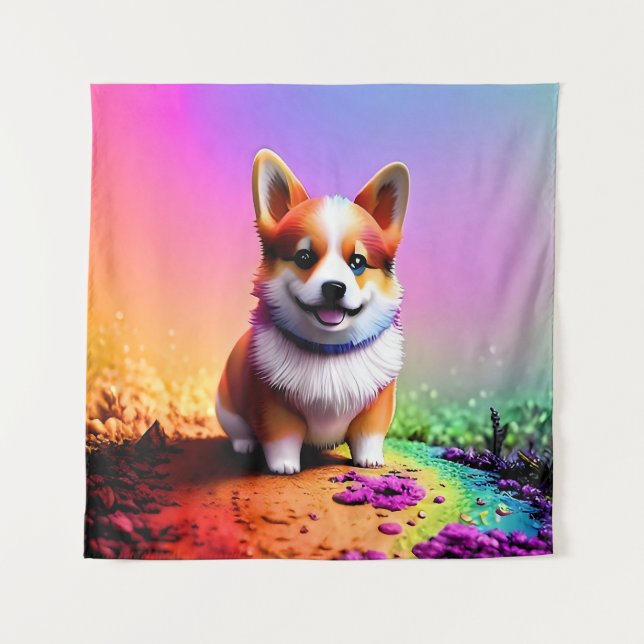 Cute Puppy Corgi Dog-36475 Tapestry (Front)