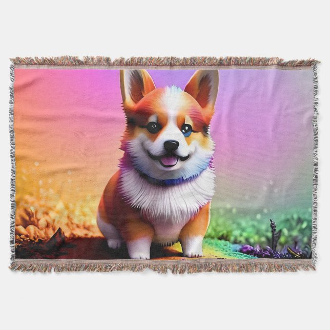 Cute Puppy Corgi Dog-36475 Throw Blanket (Front)
