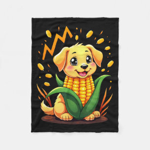 Cute Puppy Corn Dog Farmer Corndog Halloween Fleece Blanket