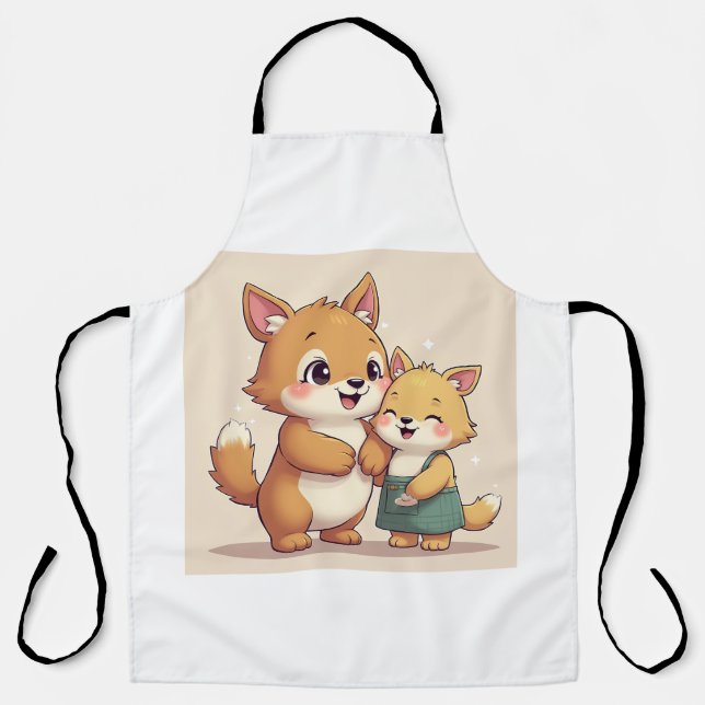 cute puppy couple All-Over Print Apron (Front)