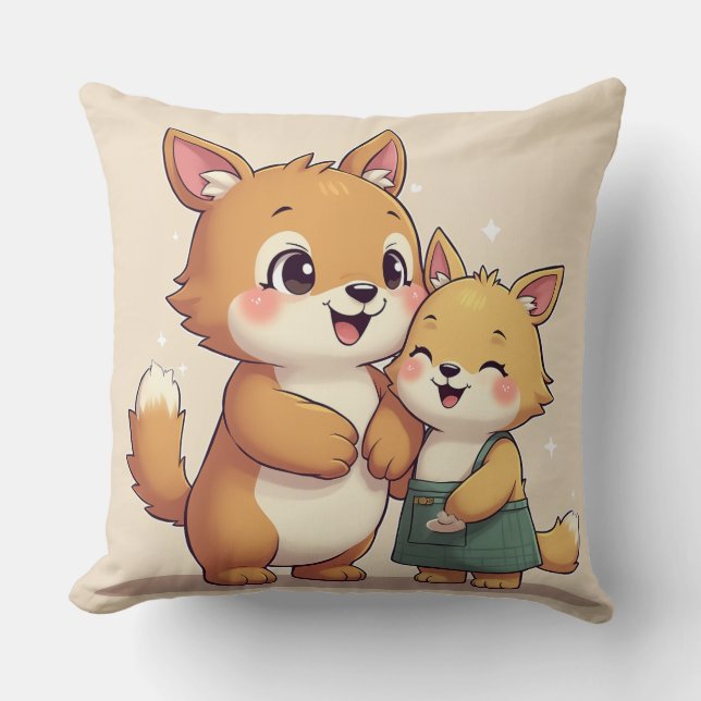 cute puppy couple Throw Pillow (Front)