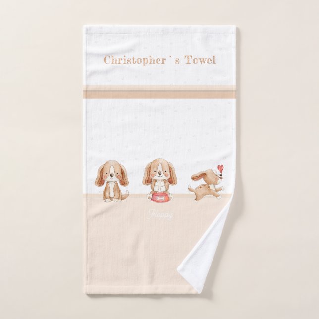 Cute puppy custom text nursery  hand towel (Hand Towel)