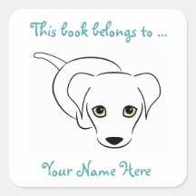 Cute Puppy Customisable Bookplate Stickers