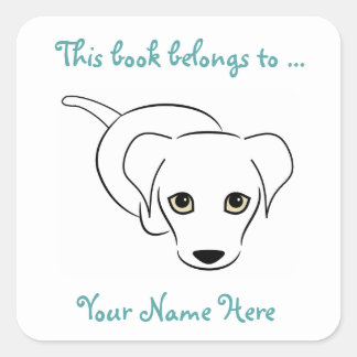 Cute Puppy Customisable Bookplate Stickers