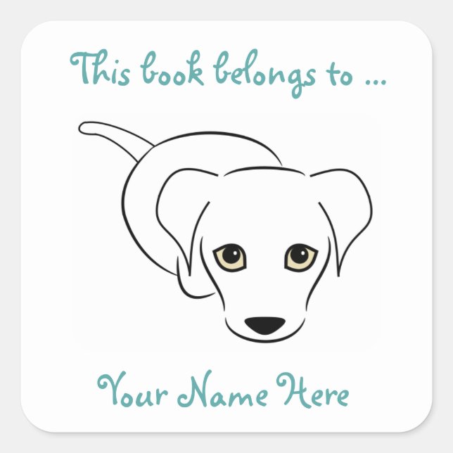 Cute Puppy Customisable Bookplate Stickers (Front)