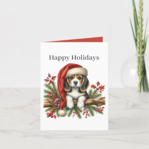 Cute puppy customisable Christmas Happy Holiday Card