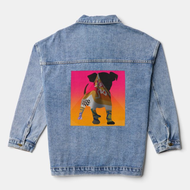 Cute Puppy  Denim Jacket (Back)