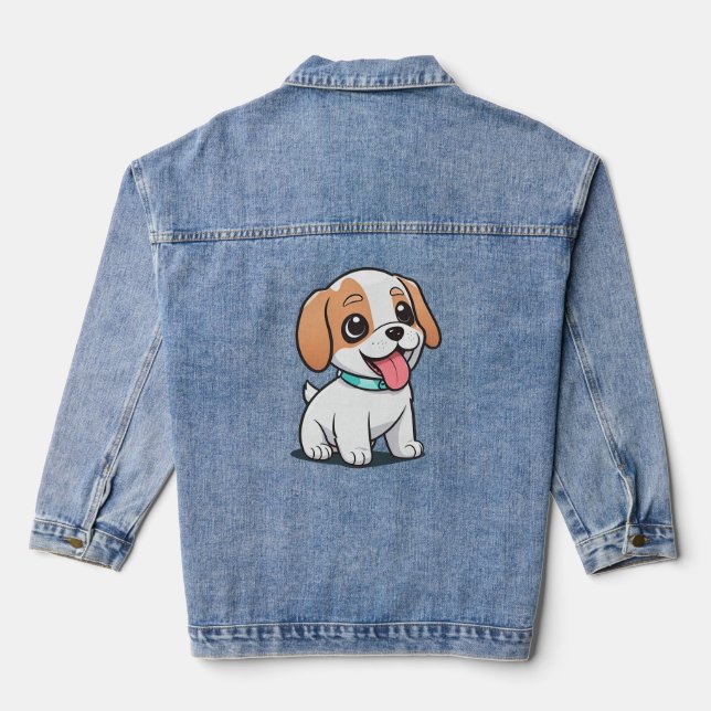 Cute Puppy Denim Jacket (Back)
