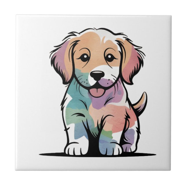 Cute Puppy Design Ceramic Tile (Front)