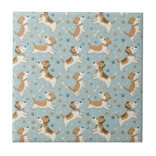 Cute Puppy Design for Kids  - Cartoon Dogs Pattern Ceramic Tile