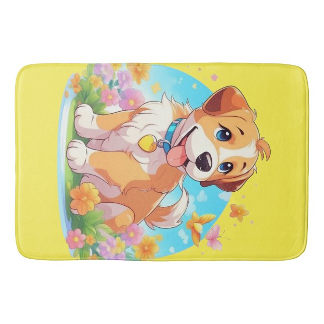 Cute Puppy Dog  Bath Mat (Front)