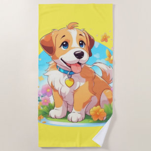 Cute Puppy Dog Beach Towel