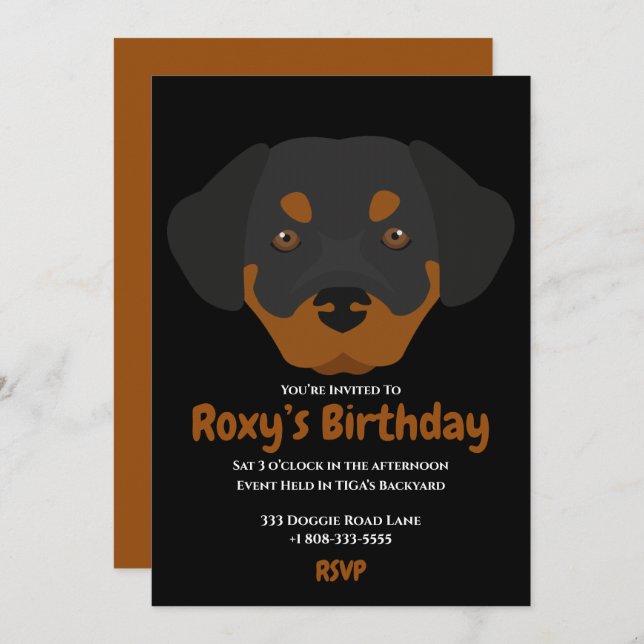 Cute puppy dog birthday party invitation (Front/Back)