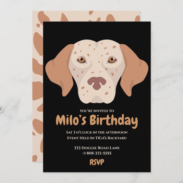 Cute puppy dog birthday party invitation.  invitation (Front/Back)