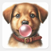 Cute Puppy Dog Blowing Bubble Gum
