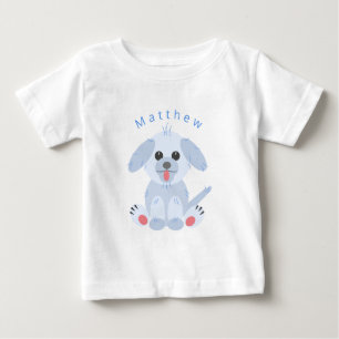 Cute Puppy Dog Cartoon Personalized Pink Pastel Baby T-Shirt
