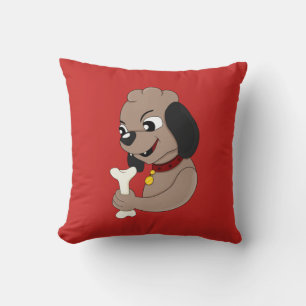 Cute puppy dog cartoon throw pillow