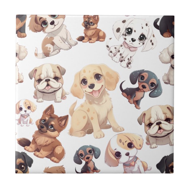 Cute Puppy Dog Ceramic Tile (Front)
