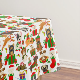 Cute Puppy Dog Christmas Tablecloth