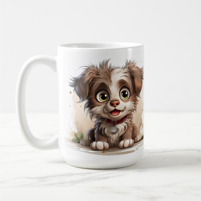 Cute Puppy Dog Coffee Mug (Left)