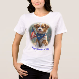 cute Puppy Dog Fourth of July Tri-Blend Shirt