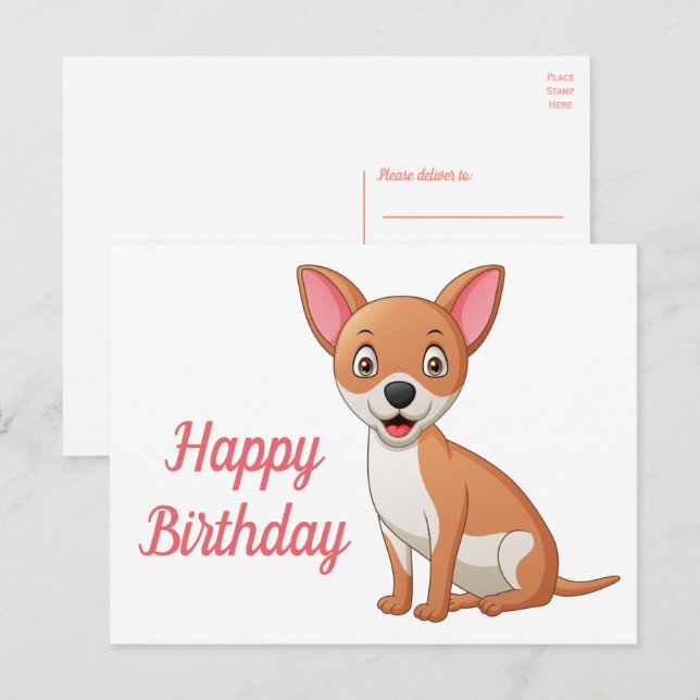 Cute Puppy Dog Funny Cartoon Chihuahua Birthday  P Postcard (Front/Back)