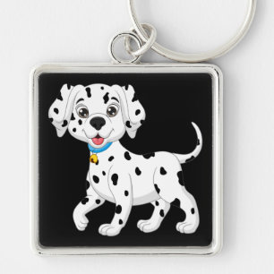 Cute Puppy Dog Gift Black White Dalmatian Key Ring