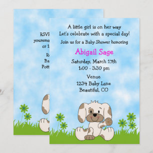Cute Puppy Dog Girl's Baby Shower Invitation