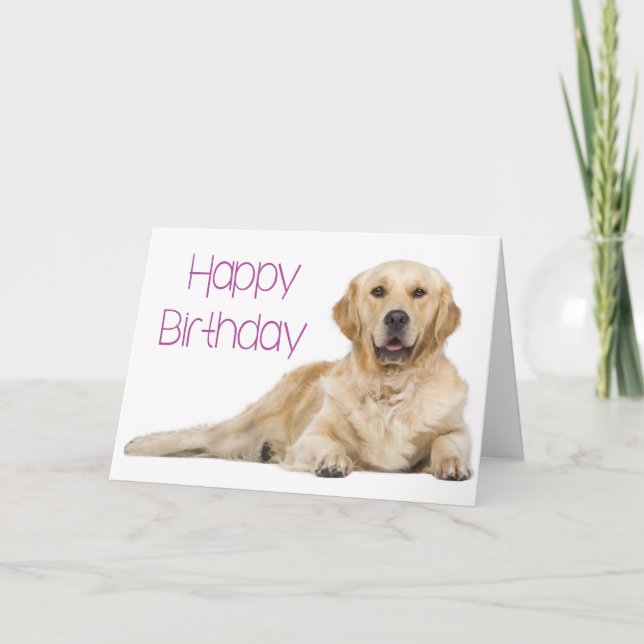 Cute Puppy Dog Golden Retriever Birthday Card (Front)
