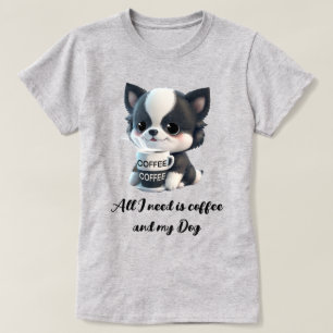 Cute puppy dog graphic - I love coffee T-Shirt