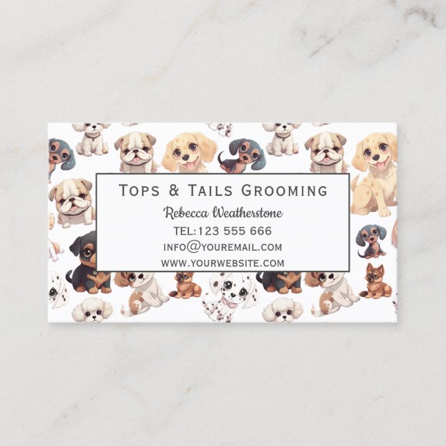 Cute Puppy Dog Grooming  Business Card (Front)