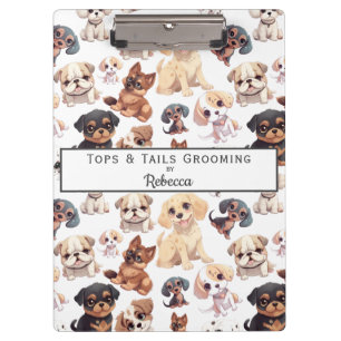 Cute Puppy Dog Grooming Business Clipboard
