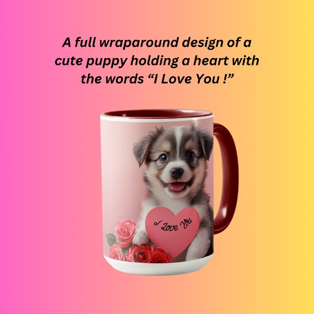 Cute puppy dog holding a heart  mug (Creator Uploaded)