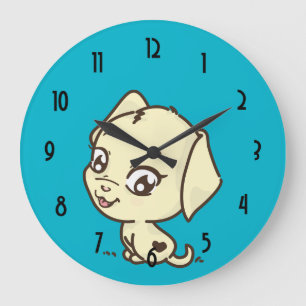Cute Puppy Dog Illustration Large Clock