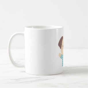 Cute Puppy Dog in Striped Blue Tee Coffee Mug