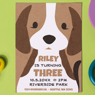 Cute Puppy Dog Kid's Birthday Invitation
