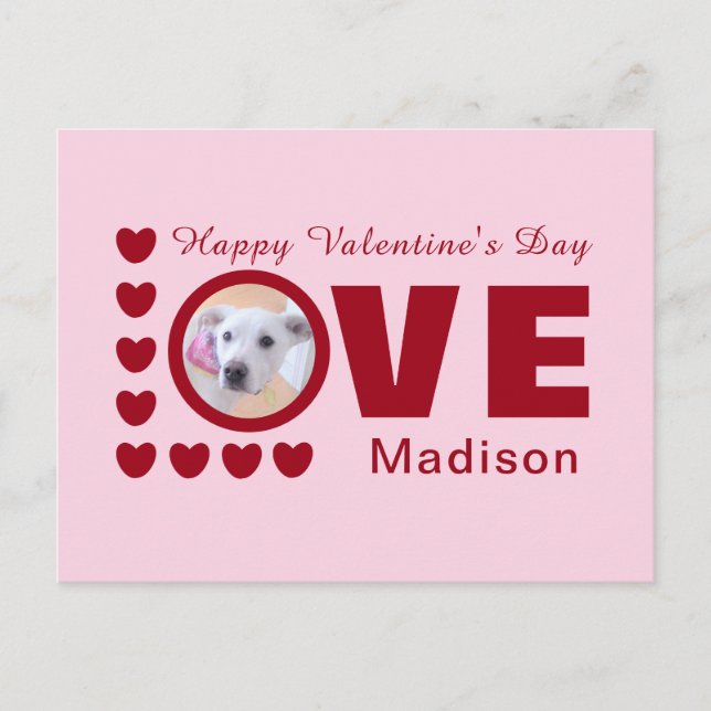Cute Puppy Dog Love Hearts Valentines Day Red Post Postcard (Front)
