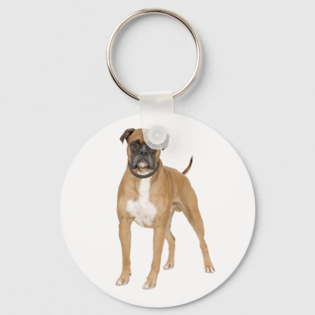 Cute Puppy Dog Lover Boxer Key Ring (Front)