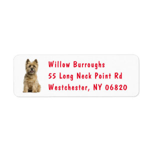 Cute Puppy Dog Lover Cairn Terrier Return Address Label