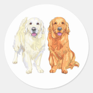 Cute Puppy Dog Lover Cartoon Golden Retriever Classic Round Sticker