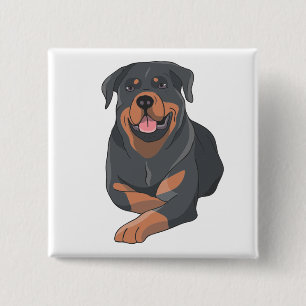 Cute Puppy Dog Lover Cartoon Rottweiler 15 Cm Square Badge