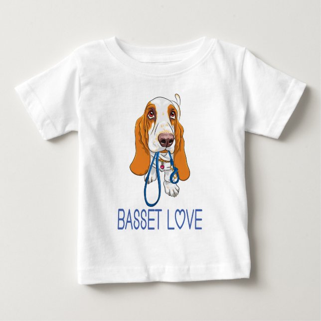 Cute Puppy Dog Lover Gift Cartoon Basset Hound Baby T-Shirt (Front)