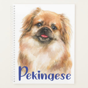 Cute Puppy Dog Lover Gift Watercolor Pekingese Planner